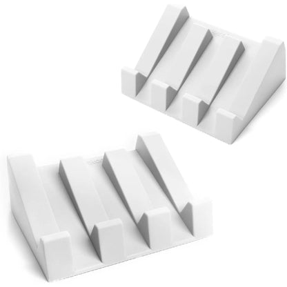 USA Patented Silicone Soap Dish Set - 2 Beige Self-Draining Holders, Easy-Clean Savers, Sponge Accessory for Kitchen