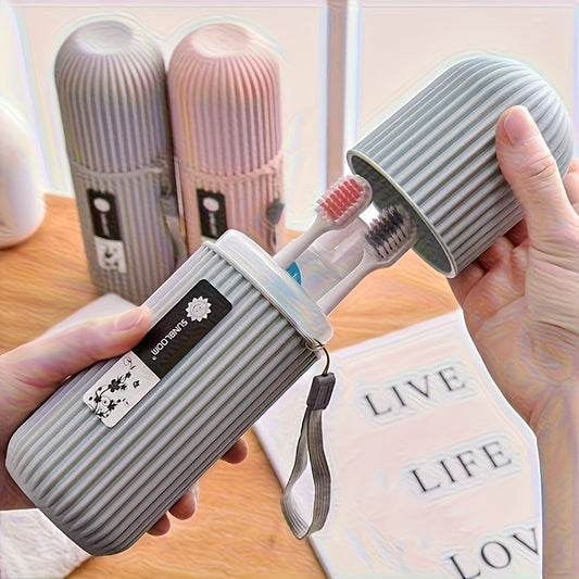 High-Quality Travel Toothbrush Set with Portable Storage Box, Rinse Cup And Toothpaste Holder - Alcohol-Free, Compact Design, Ideal for Travel Oral Care, Minimalist And Portable, Perfect for On-The-Go Use, Travel Essential, Durable Material