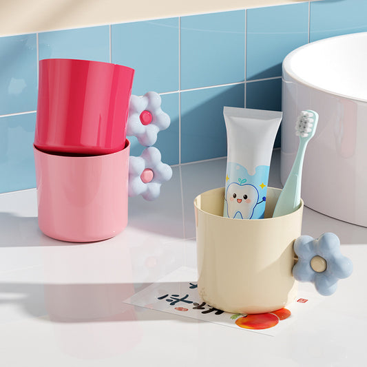 High-face-looking Flower Shape Handle Gargle Cup Brushing Cup Creative Cute Couple's Tooth Cup Teeth Set Household Washing Cup