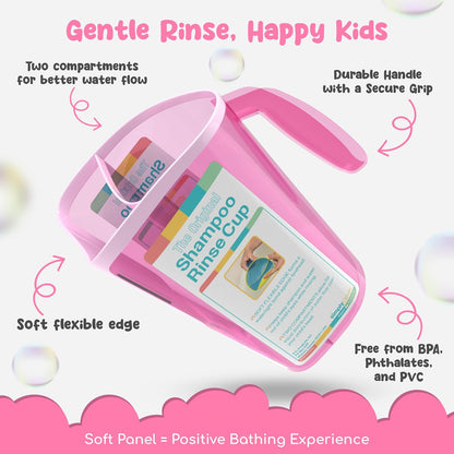 Tear-Free Bathing Experience with Rinse Cup - Soft Flexible Edge, Comfortable Handling & 40 Oz Capacity