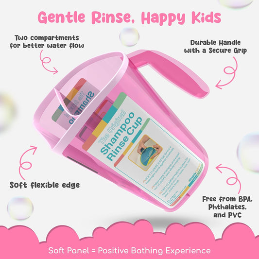 Tear-Free Bathing Experience with Rinse Cup - Soft Flexible Edge, Comfortable Handling & 40 Oz Capacity
