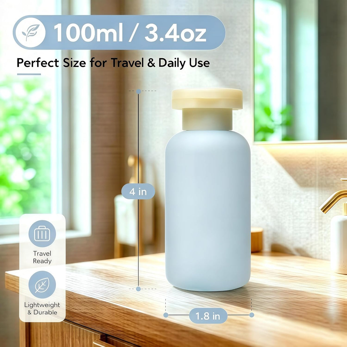 Travel Shampoo Bottles for Toiletries, Leak Proof Travel Size Toiletries Bottle Containers for Shampoo and Conditioner, Reusable Squeeze Bottles, Essentials Accessories (Garden Series, 3.4oz, 4Pcs)