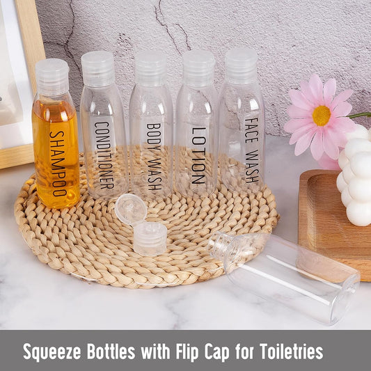 Travel Bottles for Toiletries 6 PCS 3.4oz Plastic Bottles Clear