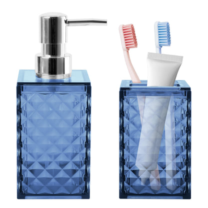 4 PCS Blue Bathroom Accessory Set,Plastic Bathroom Accessories Sets