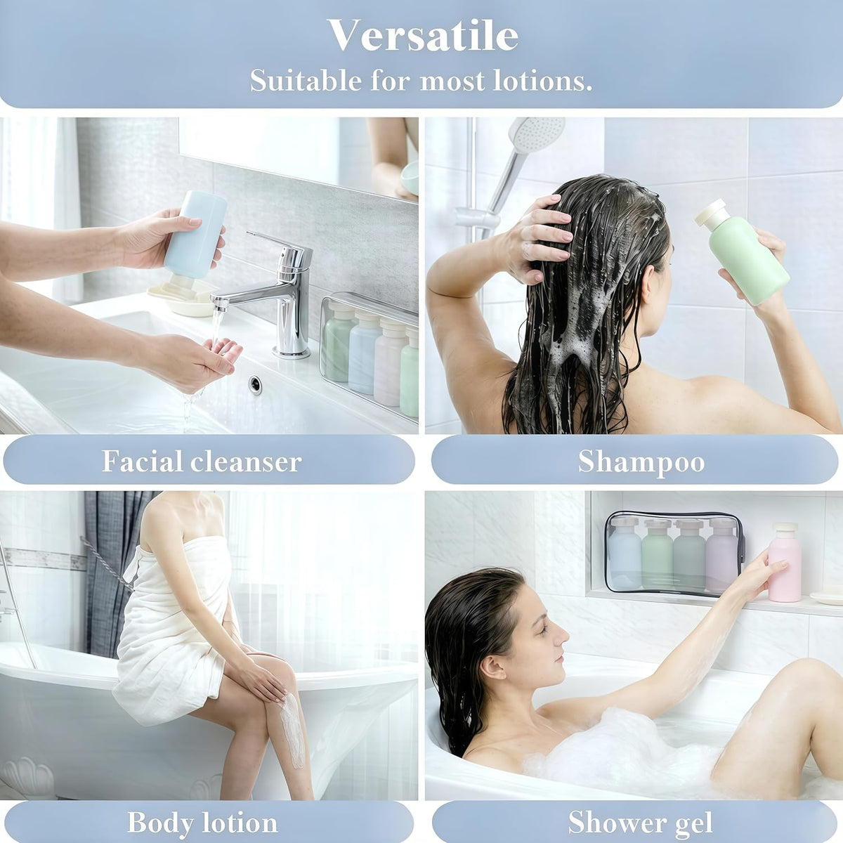 Travel Shampoo Bottles for Toiletries, Leak Proof Travel Size Toiletries Bottle Containers for Shampoo and Conditioner, Reusable Squeeze Bottles, Essentials Accessories (Garden Series, 3.4oz, 4Pcs)