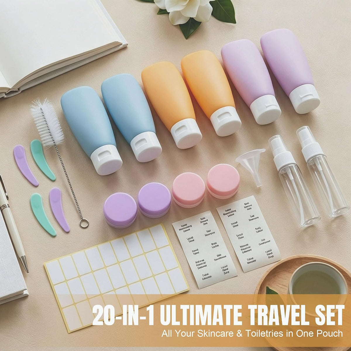 DEWSENSI 20 Pack Travel Bottles Set for Toiletries