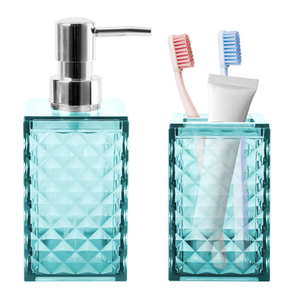 4 PCS Blue Bathroom Accessory Set,Plastic Bathroom Accessories Sets