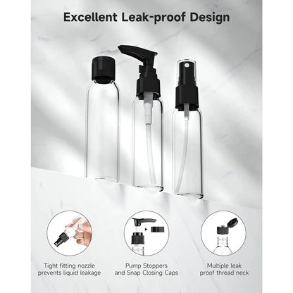 Travel Bottles Kits -TSA Approved Travelling Size Containers for Toiletries Leak Proof Refillable Liquid Travel Essentials with Toiletry Bag for  Shampoo Conditioner Lotion