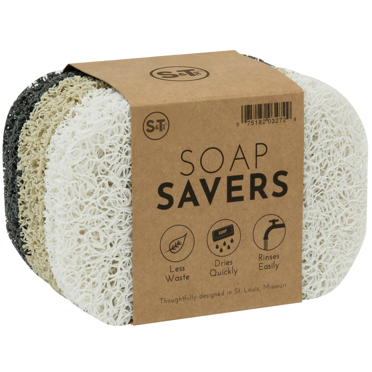 S&T INC. Bar Soap Holder, 4 Pack, 2.9" x 4.4", White