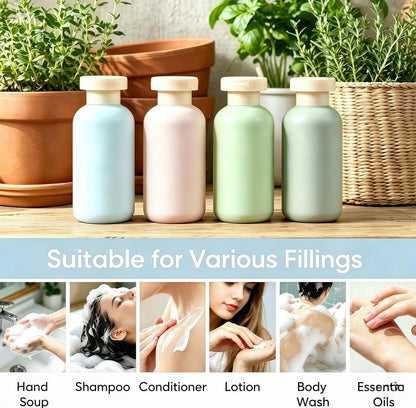 Travel Shampoo Bottles for Toiletries, Leak Proof Travel Size Toiletries Bottle Containers for Shampoo and Conditioner, Reusable Squeeze Bottles, Essentials Accessories (Garden Series, 3.4oz, 4Pcs)