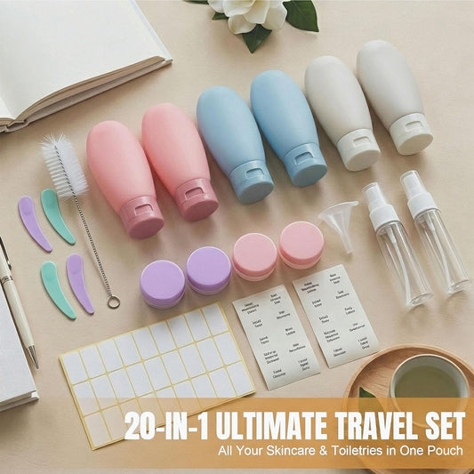 DEWSENSI 20 Pack Travel Bottles for Toiletries, Travel Size Containers Kit