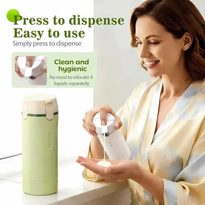 2-Pack 4-in-1 Cosmetic Travel Bottles, Portable Leak-Proof Refillable Toiletries Containers for Shampoo, Conditioner, Lotion & Skincare, Plastic Storage Dispenser, Compact Lightweight Travel Organizer for Business Trips & Vacations