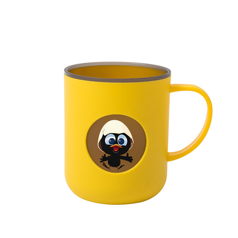 1pc 1pcs Two-Tone Eggshell Tooth Mug with Bird Print & Side Handle - Plastic Bathroom Cup Suitable for Toothbrushing, Mouthwash, & Adults, Eggshell & Color, Gift for, Travel, Birthday Present (No Toothpaste/Brush)