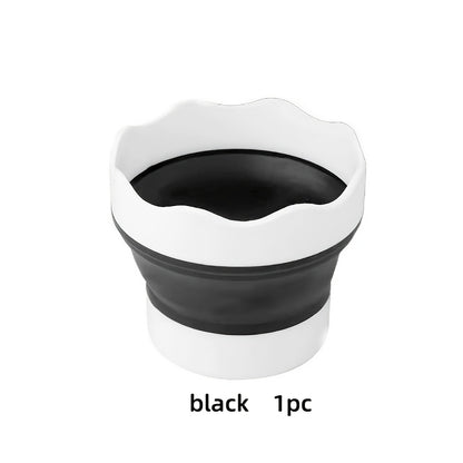 1pc Folding Mini Silicone Water Bucket, Watercolor Powder, Watercolor Paint, Painting, Washing And Rinsing Pen Holder, Multi-Purpose Washing Cup