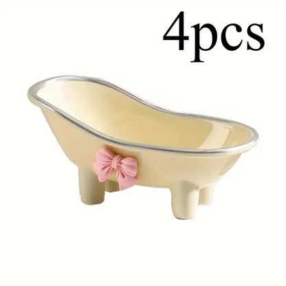 4pcs Cute Plastic Bathroom Soap Dishes - Creative Drainage Soap Holders, Kitchen And Bathroom Additions Tray, Easy to Use for Handwashing And Bathing