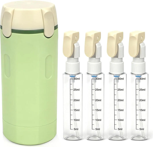 4-in-1 travel toiletry bottles, travel shampoo and conditioner bottles, refillable travel toiletry bottles, TSA-compliant pump lotion bottles, perfect for vacations