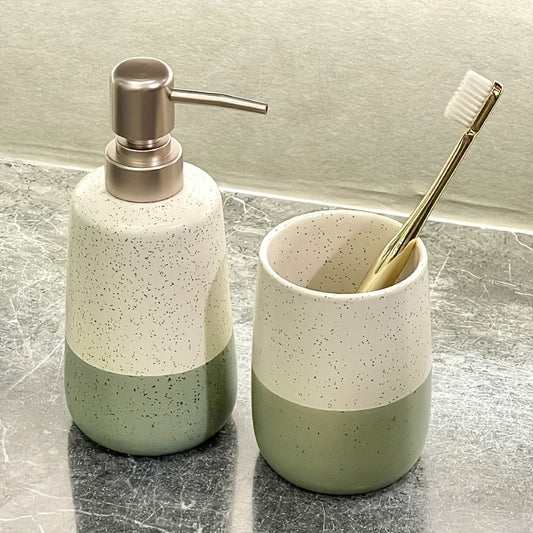 Bathroom Organization And Storage Supplies Modern Easy Ceramic Smooth Soap Dispenser Rinsing Cup Hotel Business Trip Bathroom Personal Toiletries Lotion Empty Bottle Toothbrush Cup Toilet Liquid Bottle Non-Slip Cleaning Cup Hand Soap Bottle Personal
