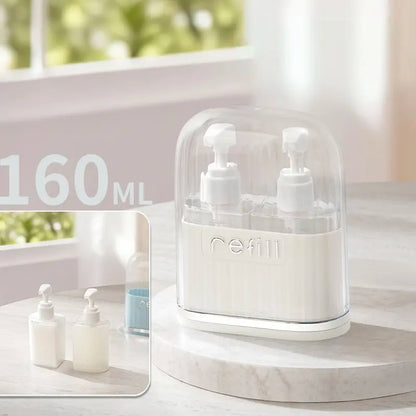 Travel Refillable Pump Bottle Set 40ml/80ml Leak Proof Cosmetic Dispenser TSA Airplane Approved Portable Travel Toiletry Bottles For Shampoo Lotion Body Wash Cleanser With Protective Cover & Label Stickers Travel Business Trip Accessories
