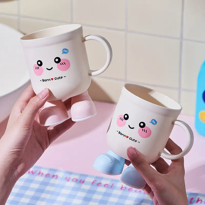 Creative Plastic Cartoon Tall Mouthwash Cup, Cute Drop‑Resistant Washing Cup for Daily Bathroom Use