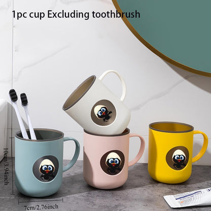 1pc 1pcs Two-Tone Eggshell Tooth Mug with Bird Print & Side Handle - Plastic Bathroom Cup Suitable for Toothbrushing, Mouthwash, & Adults, Eggshell & Color, Gift for, Travel, Birthday Present (No Toothpaste/Brush)