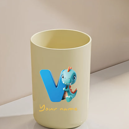 Customized Name Water Cup, Personalized Toothbrush Cup, Creative Dinosaur Letter Print, Couple Solid Color Mouthwash Cup, Holiday Camping Necessities, Suitable for Home, Travel and School, Personalized Gifts for Friends and Partners.