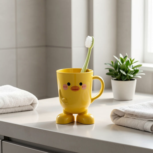 Fun and cute cartoon toothbrush cup - durable plastic, perfect for bathroom finishing