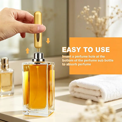 8Pcs Modern Aluminum 5mL Refillable Perfume Atomizer Bottles with Lid - Compact Travel Spray Vials, Tin Storage Case for Home Organization