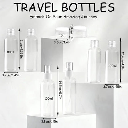 8 count Travel Bottles Set, TSA Approved Travel Size Toiletries,  Leak Proof  Containers for Shampoo, Conditioner, Cream -Women Men Travel Essentials