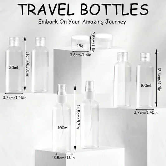 8 count Travel Bottles Set, TSA Approved Travel Size Toiletries,  Leak Proof  Containers for Shampoo, Conditioner, Cream -Women Men Travel Essentials