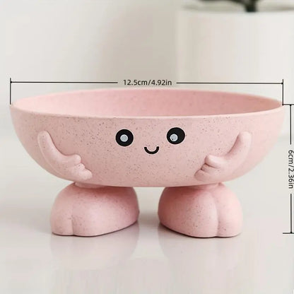 3-Piece Plastic Draining Soap Dishes Set - Creative Cute Cartoon Holders, Multifunctional Bathroom Storage Racks