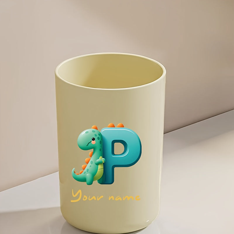 Customized Name Water Cup, Personalized Toothbrush Cup, Creative Dinosaur Letter Print, Couple Solid Color Mouthwash Cup, Holiday Camping Necessities, Suitable for Home, Travel and School, Personalized Gifts for Friends and Partners.