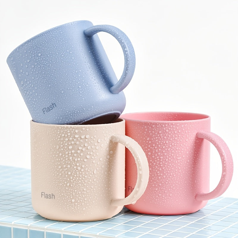 1pc Rinse Cup with Handle, Easy Couple Toothbrush Cup, Plastic Rinse Cup, Bathroom Glass Cup, Bathroom Accessory, Home Decor, Home Furniture
