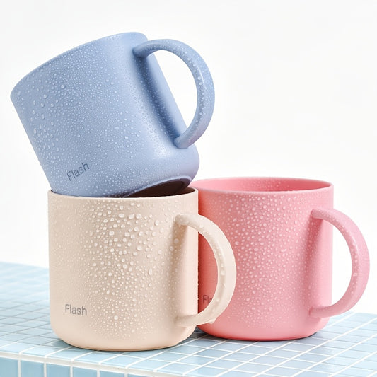 1pc Rinse Cup with Handle, Easy Couple Toothbrush Cup, Plastic Rinse Cup, Bathroom Glass Cup, Bathroom Accessory, Home Decor, Home Furniture