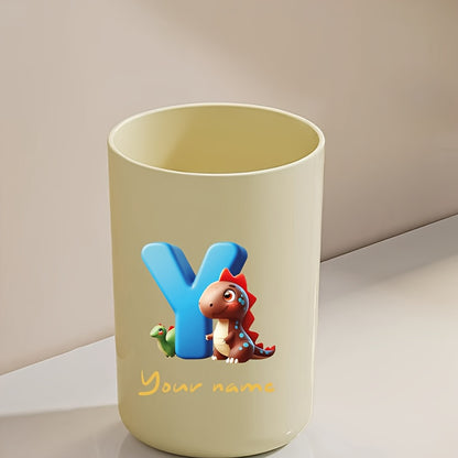 Customized Name Water Cup, Personalized Toothbrush Cup, Creative Dinosaur Letter Print, Couple Solid Color Mouthwash Cup, Holiday Camping Necessities, Suitable for Home, Travel and School, Personalized Gifts for Friends and Partners.
