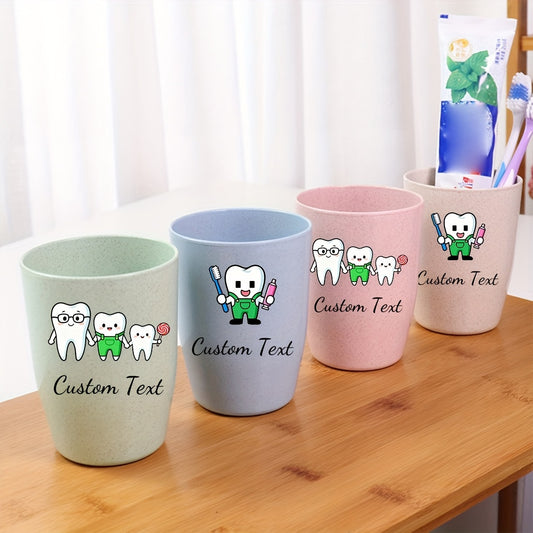 [Toothbrush Cup] Bathroom Toothbrush Cup with Tooth-Shaped Print And Custom Text. Round Shape, Solid Color Appearance, Multiple Color Options. Brush Teeth, Toothpaste And Toothbrush Storage. Perfect As a Gift for Friends, Family, Or Couples