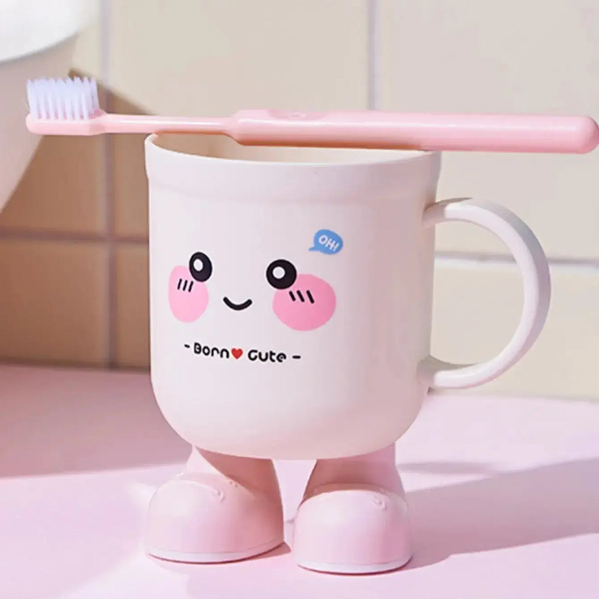 Cute Cartoon Pattern Mouthwash Cup, Multifunctional Toothbrush Holder, Bathroom Accessory Suitable for Dormitory, Household Use and Gifting,sohochic