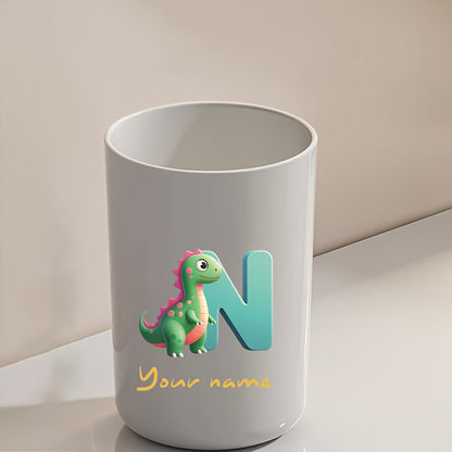 Customized Name Water Cup, Personalized Toothbrush Cup, Creative Dinosaur Letter Print, Couple Solid Color Mouthwash Cup, Holiday Camping Necessities, Suitable for Home, Travel and School, Personalized Gifts for Friends and Partners.