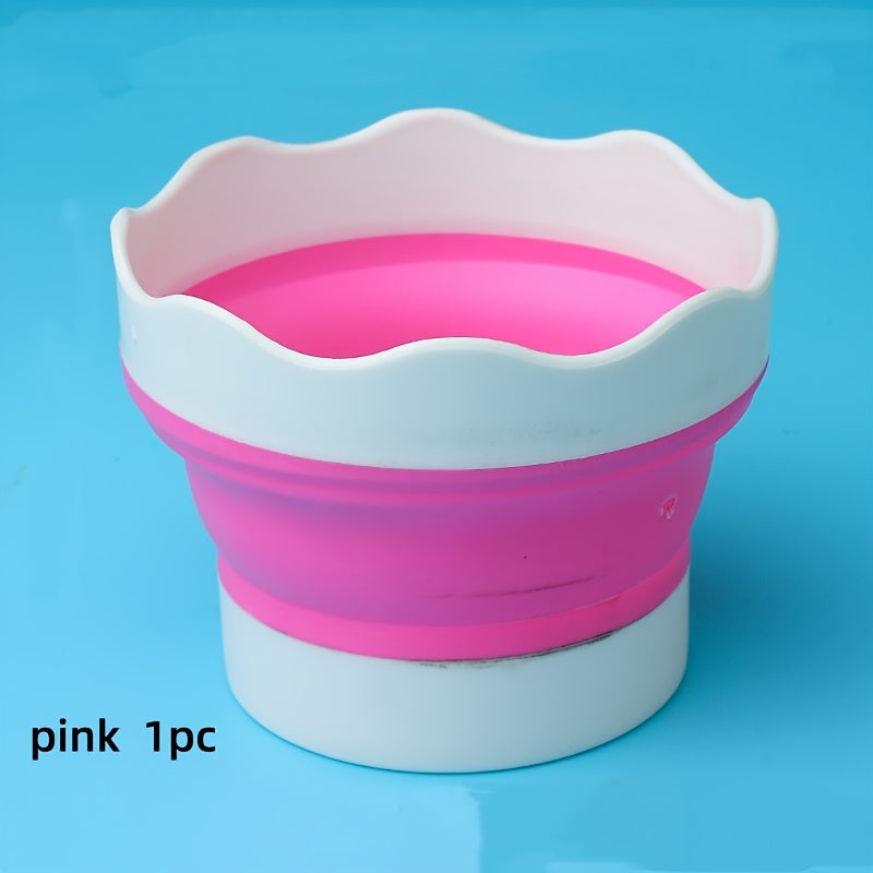 1pc Folding Mini Silicone Water Bucket, Watercolor Powder, Watercolor Paint, Painting, Washing And Rinsing Pen Holder, Multi-Purpose Washing Cup