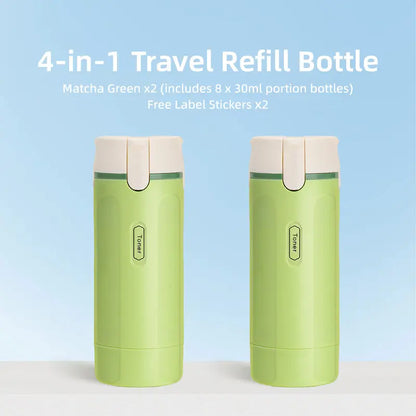 Plastic 2-Pack 4-in-1 TSA-Compliant Leak-Proof Multi-Use Travel Pump Bottle Set with Free Body Wash, Travel-Ready Storage Containers for Shampoo, Conditioner, Lotion, Compact Home Organizer Cosmetic Plastic Containers,sohochic