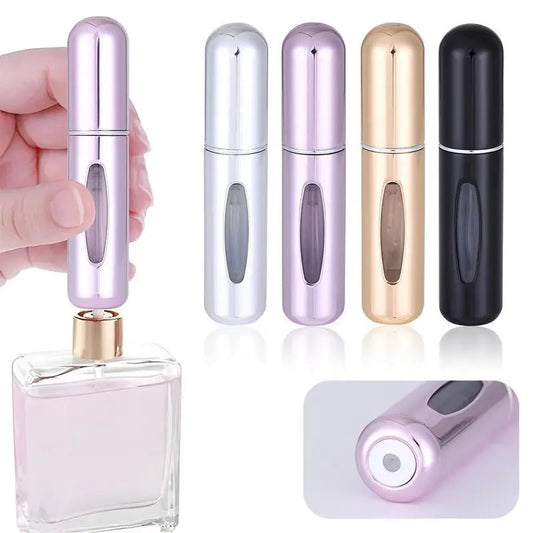 Sturdy Aluminum Refillable Perfume Atomizer Set, 4-Pack 5ml Mini Size Leak-Proof Cosmetic Containers, 4-Piece Travel Spray Bottles for Unisex Fragrance/Cologne, Father's Day Men's Gifts,sohochic