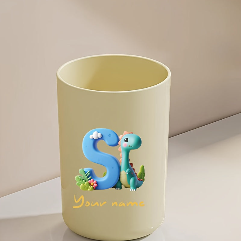 Customized Name Water Cup, Personalized Toothbrush Cup, Creative Dinosaur Letter Print, Couple Solid Color Mouthwash Cup, Holiday Camping Necessities, Suitable for Home, Travel and School, Personalized Gifts for Friends and Partners.
