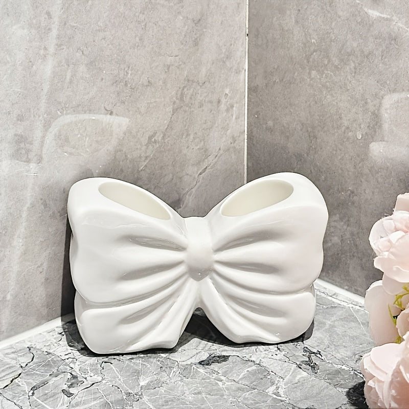 Cute Creative Bowknot Toothbrush Cup, Washroom Toiletries, Bathroom Mouthwash and Toothbrush Storage Cup, Toothbrush Holder