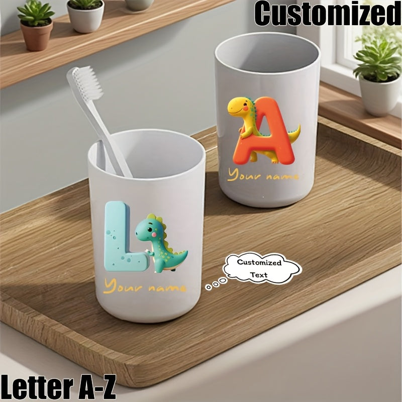Customized Name Water Cup, Personalized Toothbrush Cup, Creative Dinosaur Letter Print, Couple Solid Color Mouthwash Cup, Holiday Camping Necessities, Suitable for Home, Travel and School, Personalized Gifts for Friends and Partners.