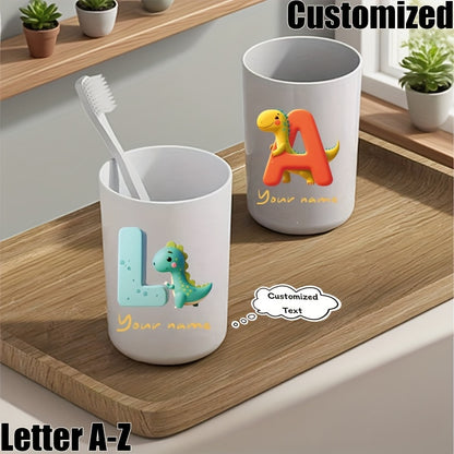 Customized Name Water Cup, Personalized Toothbrush Cup, Creative Dinosaur Letter Print, Couple Solid Color Mouthwash Cup, Holiday Camping Necessities, Suitable for Home, Travel and School, Personalized Gifts for Friends and Partners.