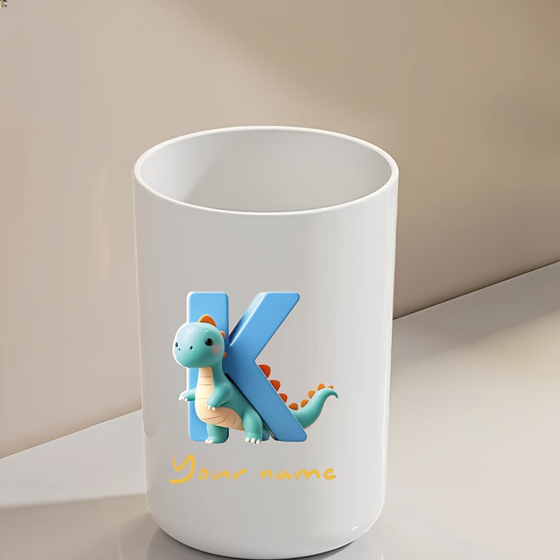 Customized Name Water Cup, Personalized Toothbrush Cup, Creative Dinosaur Letter Print, Couple Solid Color Mouthwash Cup, Holiday Camping Necessities, Suitable for Home, Travel and School, Personalized Gifts for Friends and Partners.