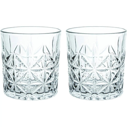 2-Pc Diamond Embossed Glass Mouthwash Cup Set, 8 Oz Bathroom Brushing Cup