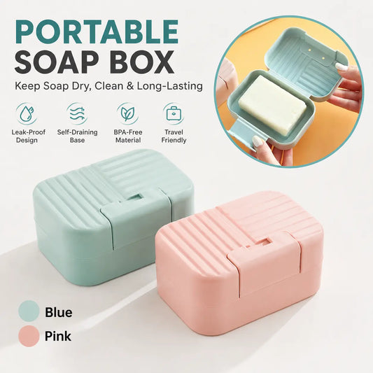Portable Lightweight Plastic Soap Dish with Lid & Box, 1/2 Counts Waterproof Soap Storage Tool for Bathroom, Summer Father's Day Gift-YY0,sohochic