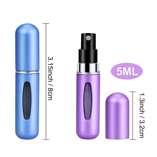 8Pcs 5mL Refillable Perfume Atomizer Bottles, Portable Travel Spray Vials with Tin Storage Case