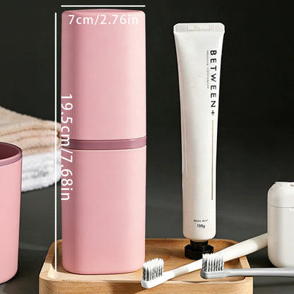 The New Pink Travel Toothbrush Cup Is Made of Alcohol-free and Odorless PP Material, Offering Durability, Safety, and a Perfect Blend of Style and Practicality. Featuring an Adorable Printed Design, It Doubles as a Toothbrush Case, Toothpaste Holder