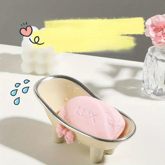 4pcs Cute Plastic Bathroom Soap Dishes - Creative Drainage Soap Holders, Kitchen And Bathroom Additions Tray, Easy to Use for Handwashing And Bathing